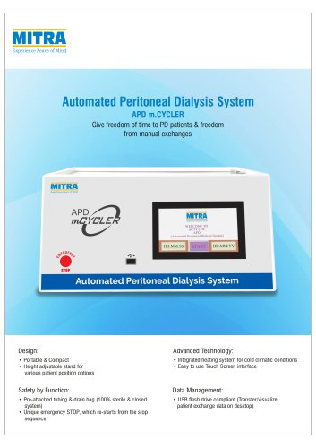 Automated Peritoneal Dialysis Machine - Mitra APD m.Cycler