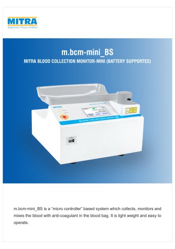 Mitra Blood Collection Monitor (Blood Bank Equipment)