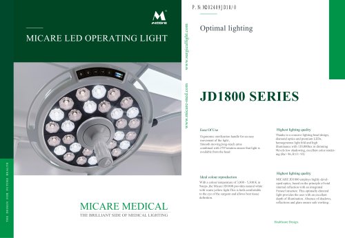 JD1800, JD1800J, JD1800G, JD1800L Minor Surgery Light M202409JD180 