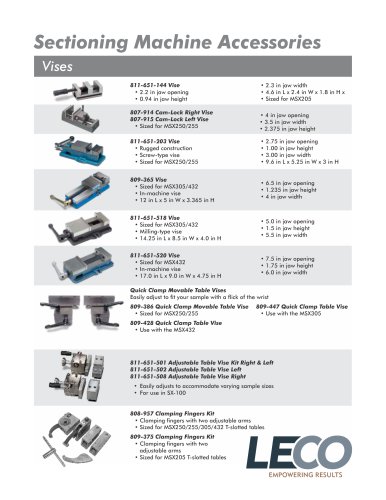 Sectioning Machine Accessories