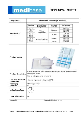 Disposable plastic trays Medibase