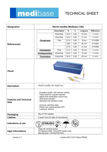 Sterile needles Medibase (100)