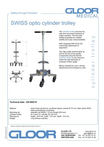 SWISS optio cylinder trolley