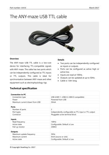 The ANY-maze USB TTL cable