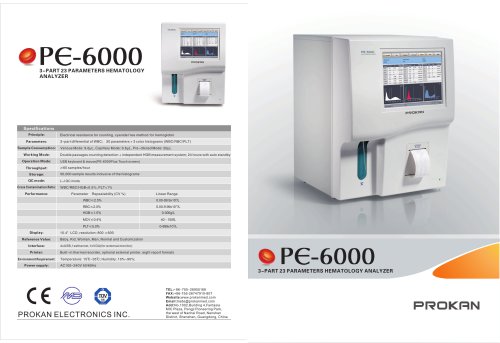 PE-6800 3-part, full automatic hematology, flow cytometry ,