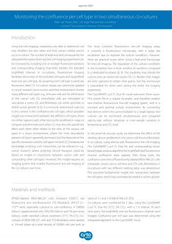 APPNOTE-Monitoring the confluence per cell type in two simultaneous co-cultures