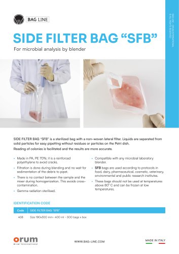 “SFB” SIDE FILTER BAG - BAG LINE