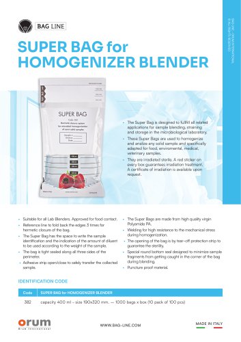 SUPER BAG FOR HOMOGENIZER BLENDER - BAG LINE