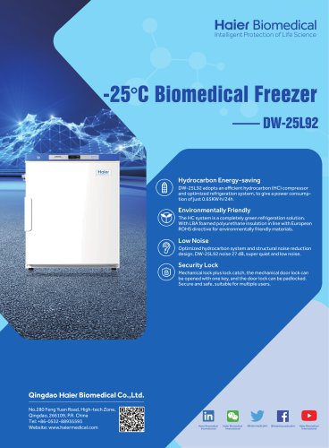 Haier -25°C Biomedical Freezer DW-25L92