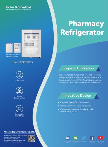 Haier Pharmacy Refrigerator HYC-85GD&FD