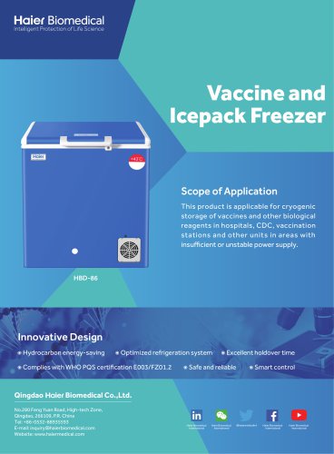 Haier Vaccine and Icepack Freezer HBD-86