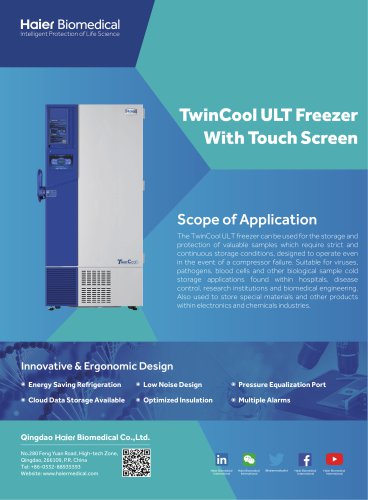 TwinCool ULT Freezer With Touch Screen