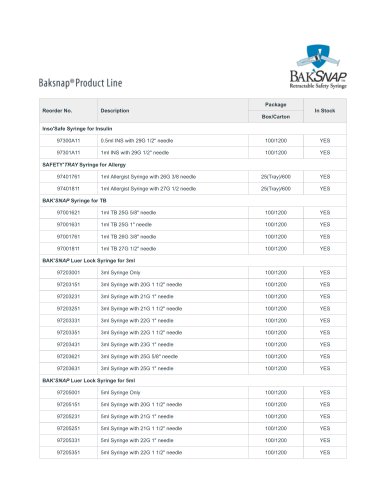 BAKSNAP® PRODUCT LINE