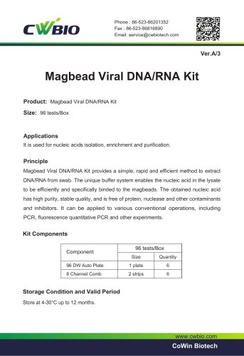 CW3131 Magbead Viral DNA/RNA Extraction Kit Flyer