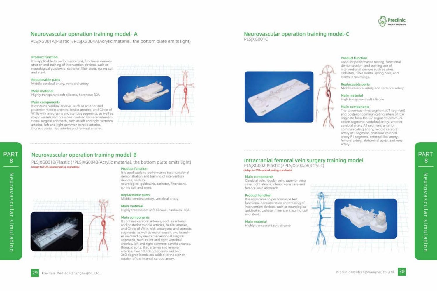 vascular simulation model catalog - Shanghai Preclinic Medtech
