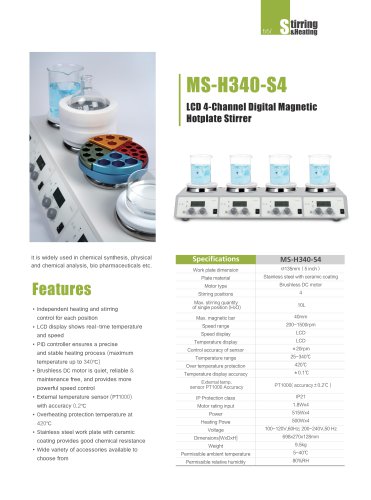 MS-H340 LCD 4-Channel Multi Digital Magnetic Hotplate Stirrer