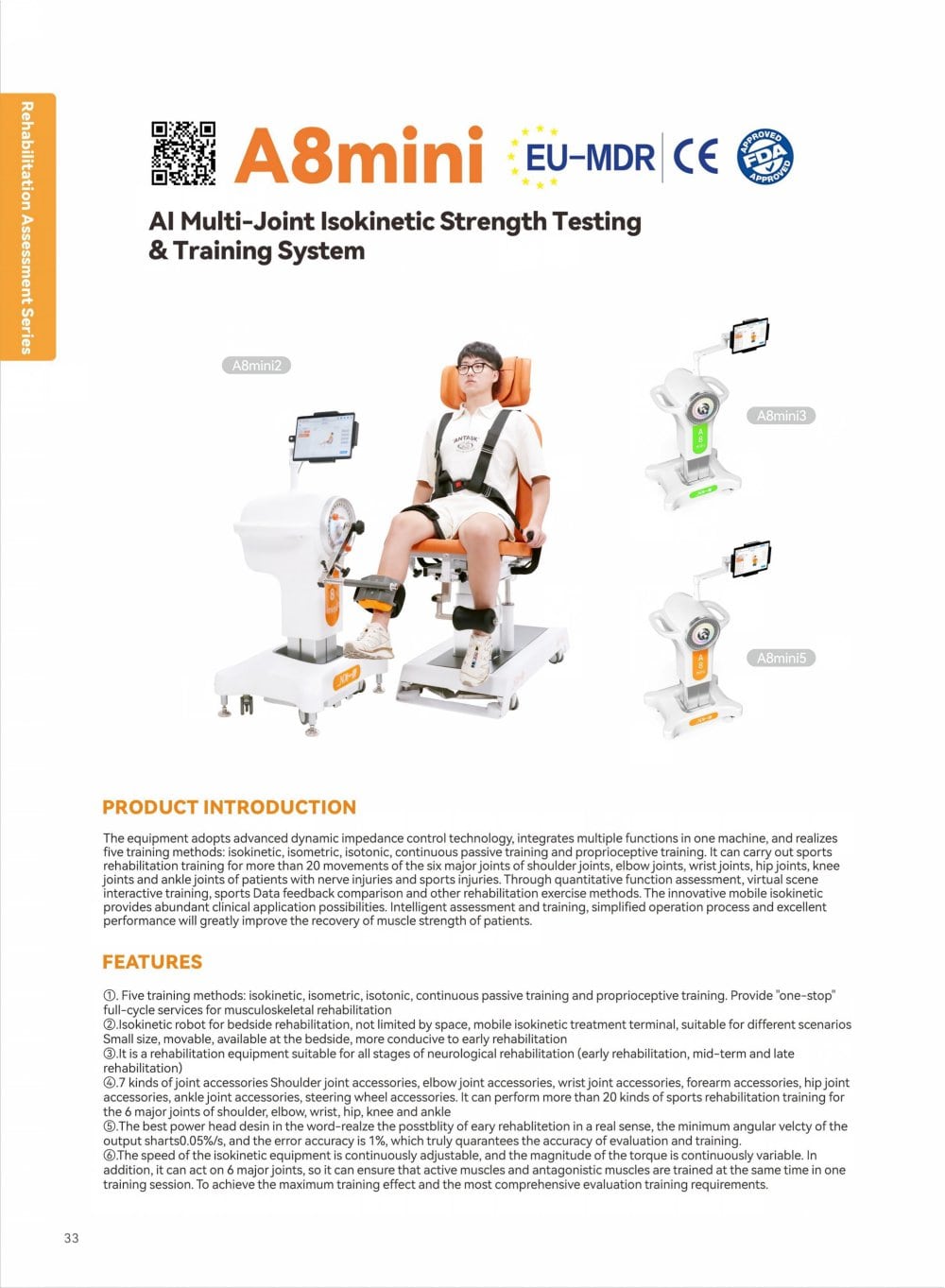 A8mini Pediatric isokinetic musculoskeletal rehabilitation - Guangzhou Yeecon Medical Equipment Industrial
