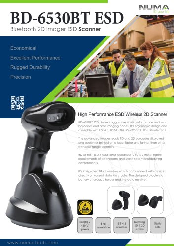 Wireless 2D ESD Barcode Scanner BD-6530BT ESD