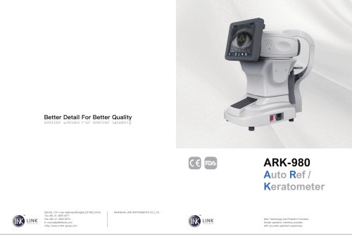 Auto Refractometer Keratometer ARK-980