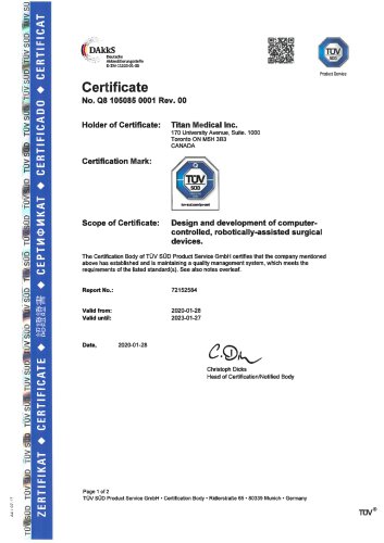 Certificate No. Q8 105085 0001 Rev. 00