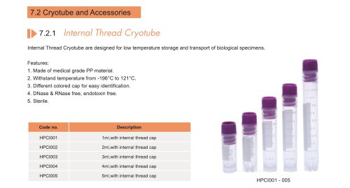 Huida cryotube and accessories