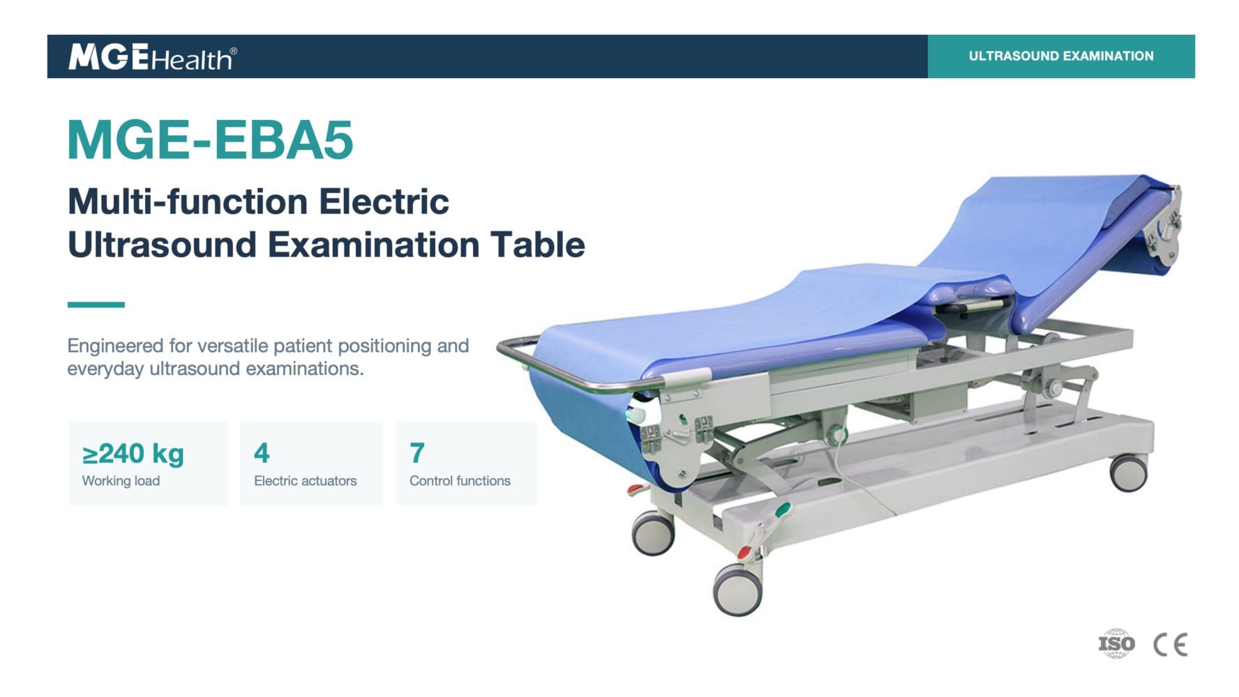 MGE-EBA5 Multi-function Electric Ultrasound Examination Table - Medige International Industries