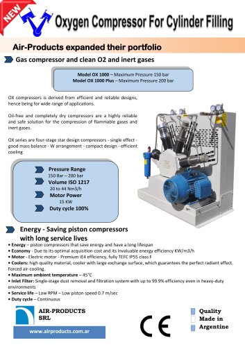 Gas compressor and clean O2 and inert gases