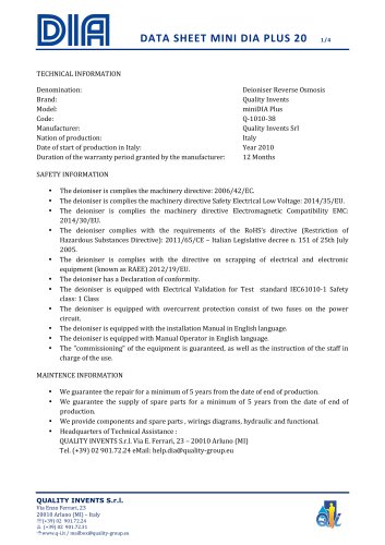 DATA SHEET MINI DIA PLUS 20