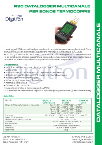 R90 DATALOGGER MULTICANALE PER SONDE TERMOCOPPIE