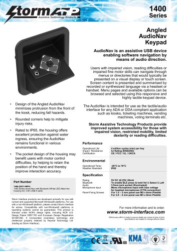 1400 Series Angled AUDIOnAV Keypad