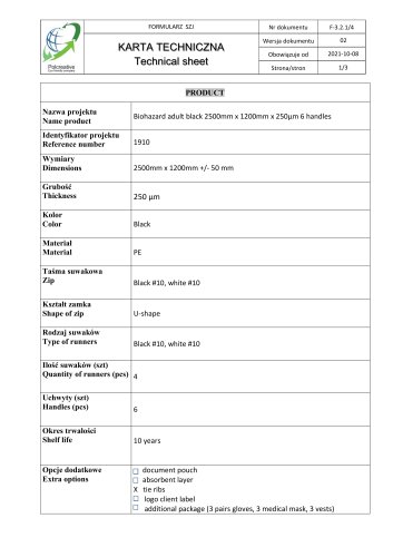 Technical Sheet 1910