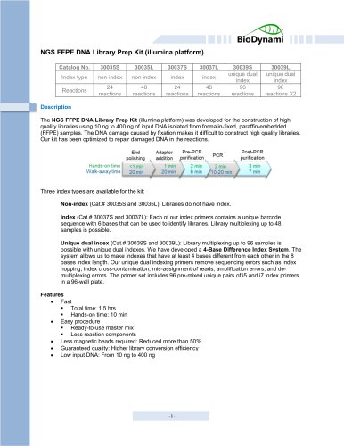 NGS FFPE DNA Library Prep Kit (illumina platform)