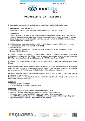 EYELite CD PRODUZIONE CD PAZIENTE