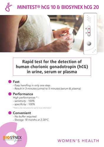 MINITEST® hCG 10 & BIOSYNEX hCG 20