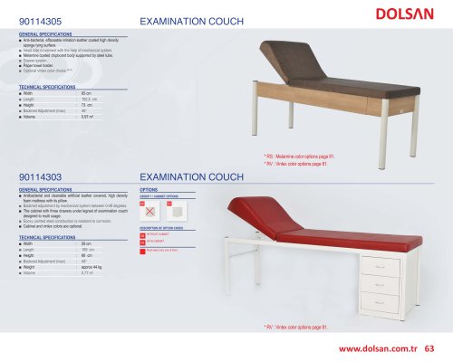 90114303, 90114305 EXAMINATION COUCH