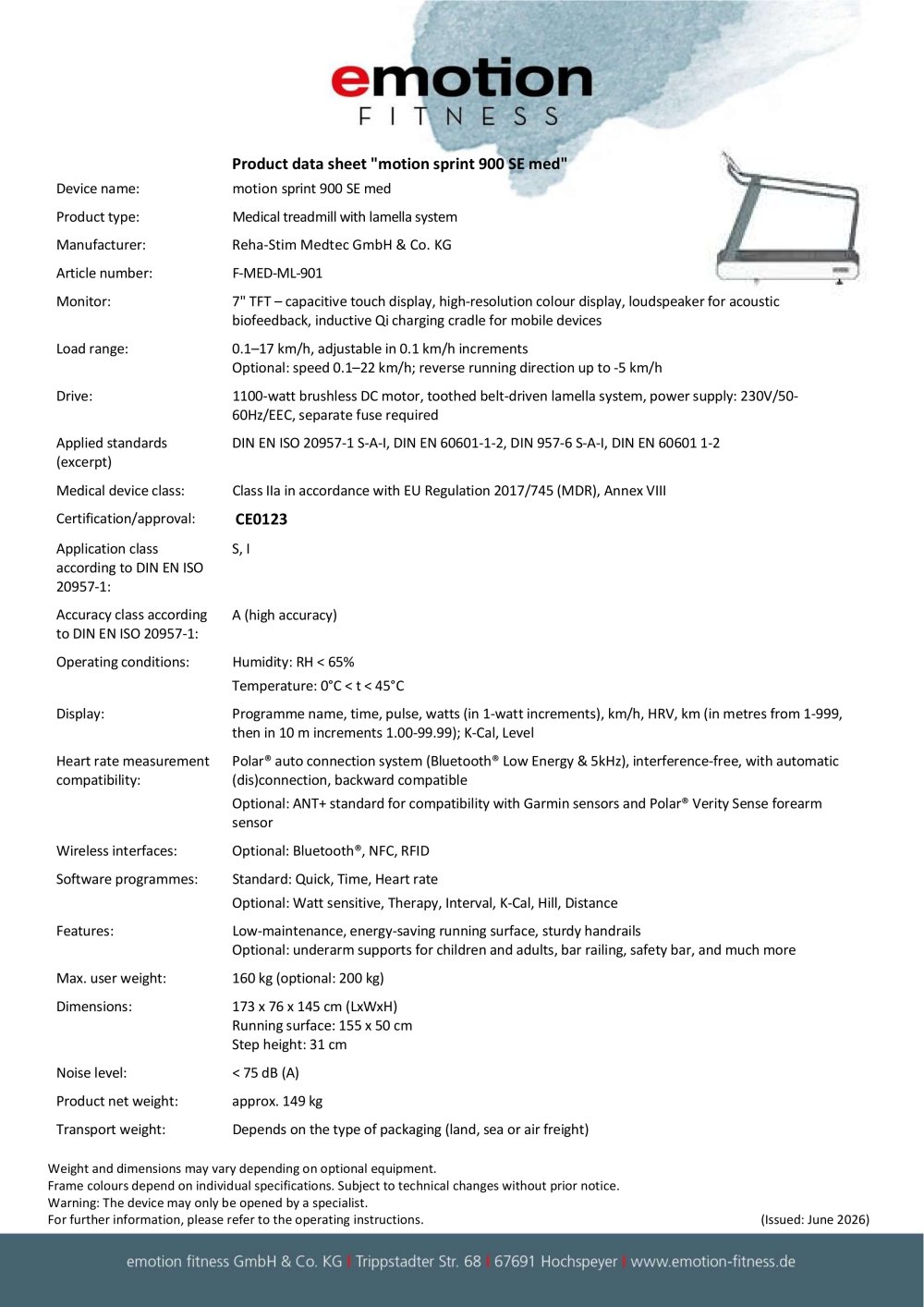motion sprint 900 SE med - Emotion Fitness