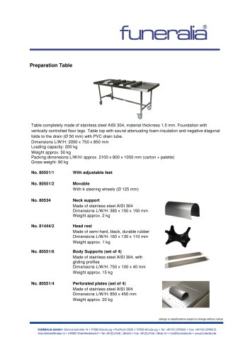 Preparation Table