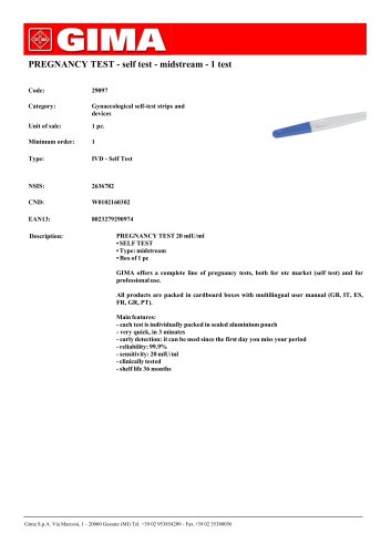 PREGNANCY TEST - self test - midstream - 1 test