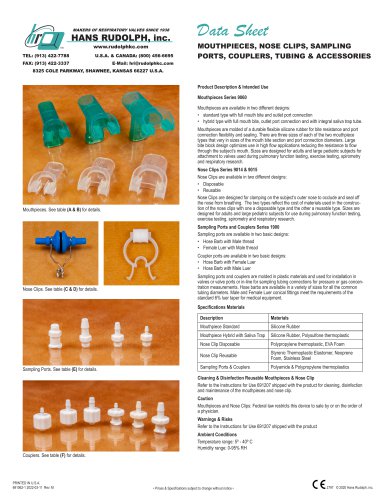 MOUTHPIECES, NOSE CLIPS, SAMPLING PORTS, COUPLERS, TUBING & ACCESSORIES