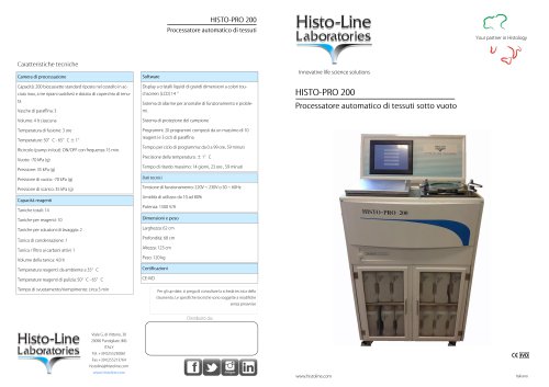 Histo-Pro200 Processatore automatico di tessuti sotto vuoto