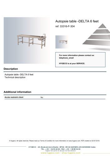 Autopsie table -DELTA 6 feet