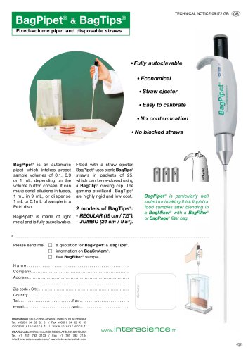 BagPipet® & BagTips®