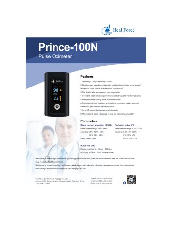 Heal Force Fingertip Pulse Oximeter With Alarm Prince-100N