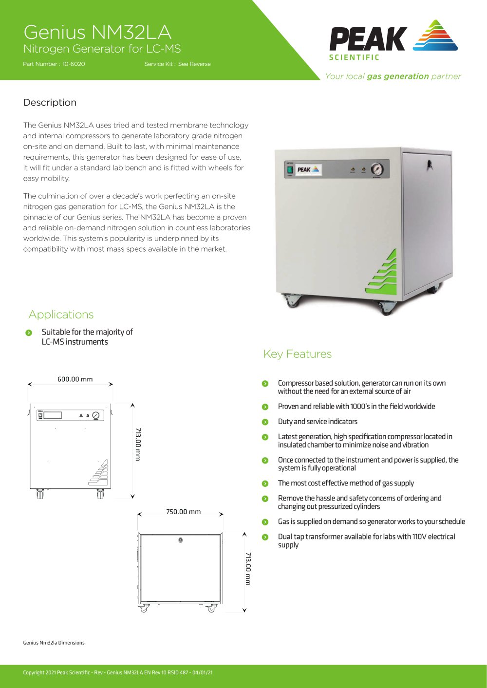 Genius NM32LA - Data Sheet - Peak Scientific Instruments