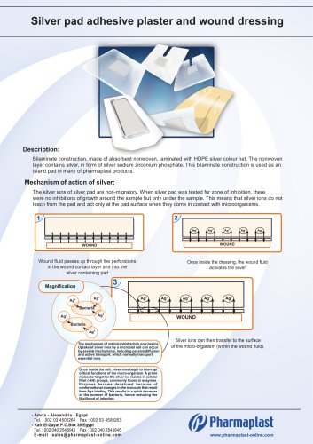 Silver pad adhesive plaster and wound dressing