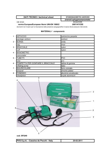 SCHEDA TECNCA sfigmo SFI240