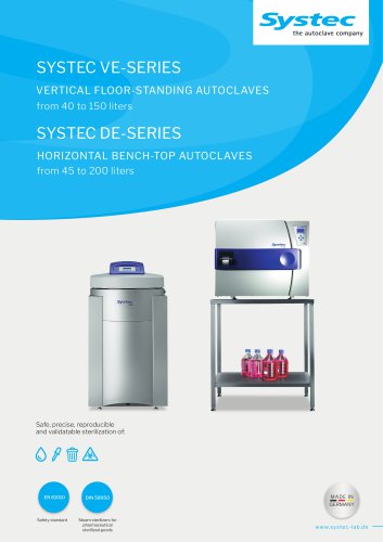 Systec DE-Series autoclaves/Systec VE-Series autoclaves
