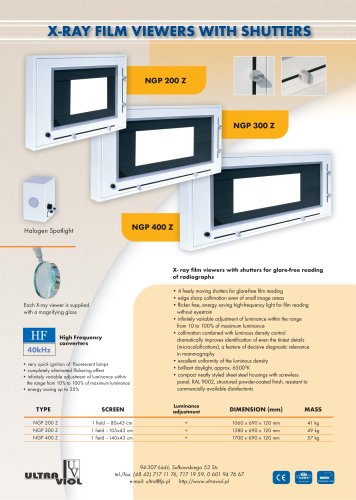 X-Ray film viewers with shutter for mammograms