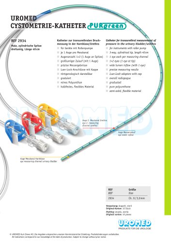 UROMED Cystometry Catheter PURgreen®, male, 3-way