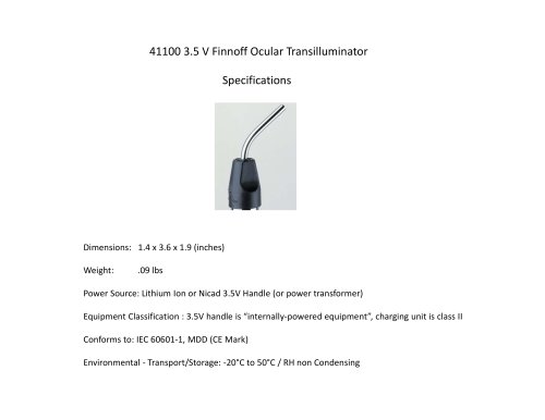 41100 3.5 V Finnoff Ocular Transilluminator